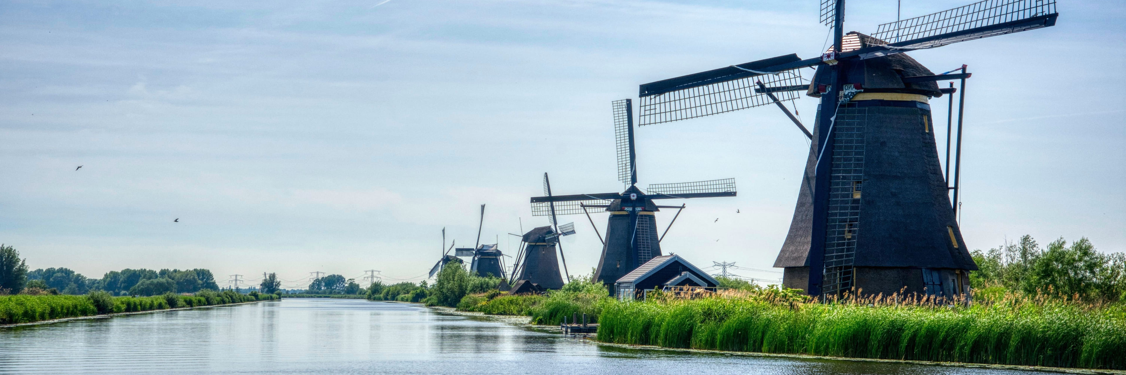 Windmolens rechts op Kinderdijk